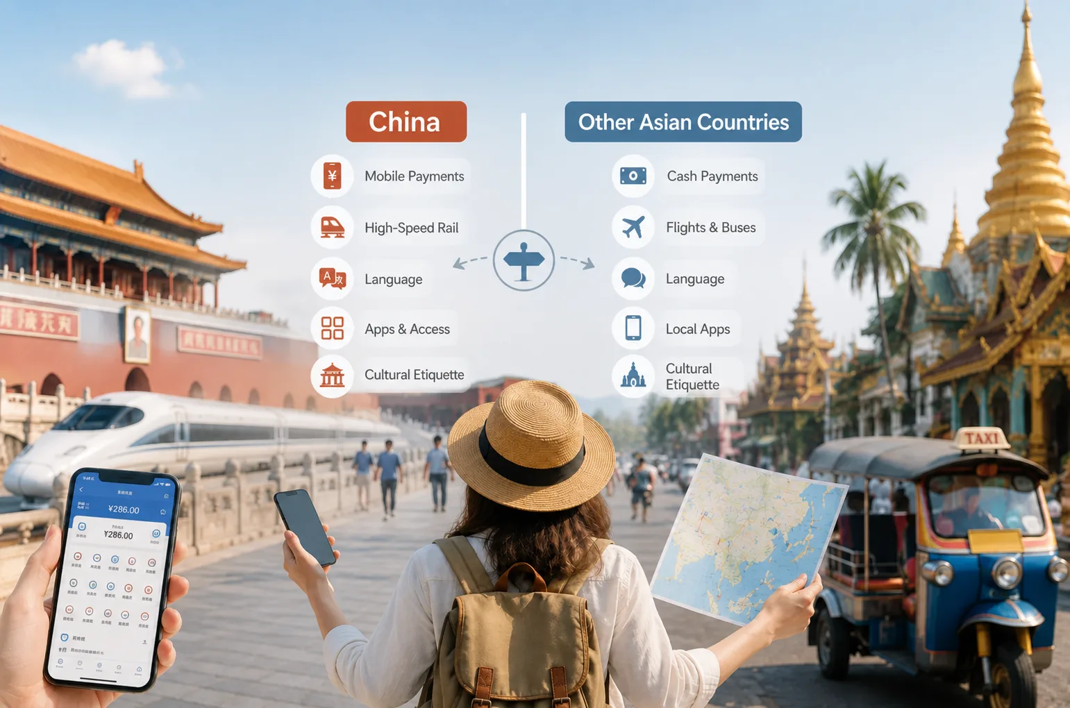 China und andere asiatische Länder: Praktische Unterschiede beim Reisen