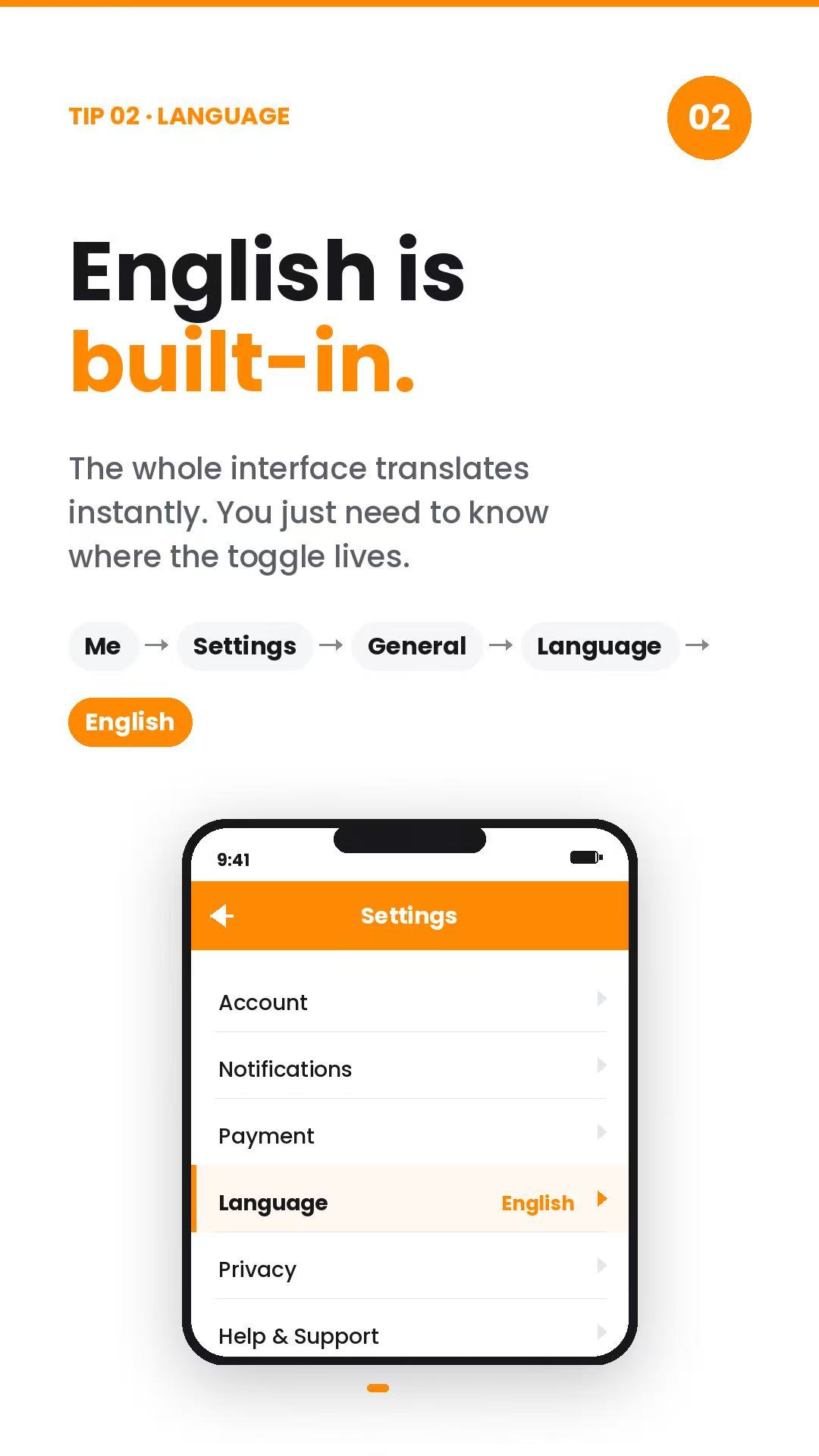 Tip 02: English is built-in
